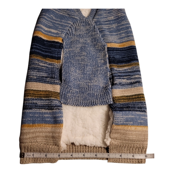 The Humane Society doggie hooded sweater knit stripe wooly fleece lining M - Picture 3 of 8